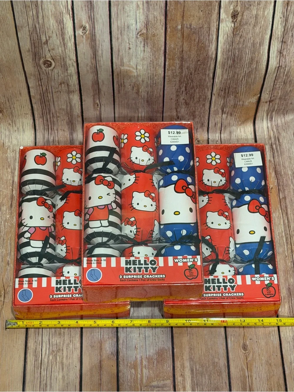 ✨NWT✨ Hello Kitty - 3 Boxes Surprise Crackers w/ Women's Socks